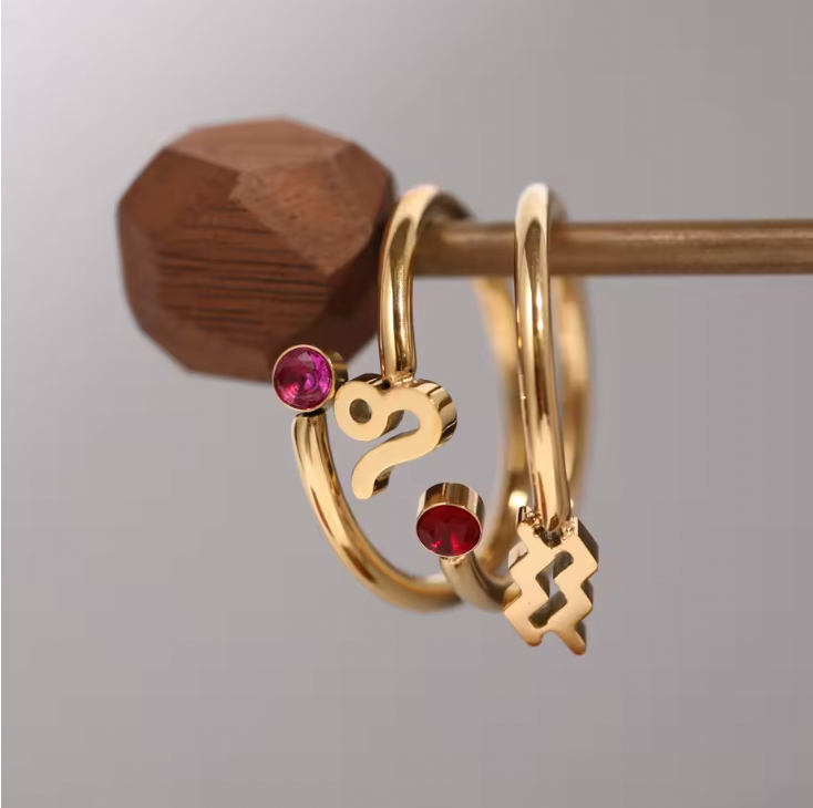 Bague Zodiaque Ajustable – Signe Astrologique en Zircon