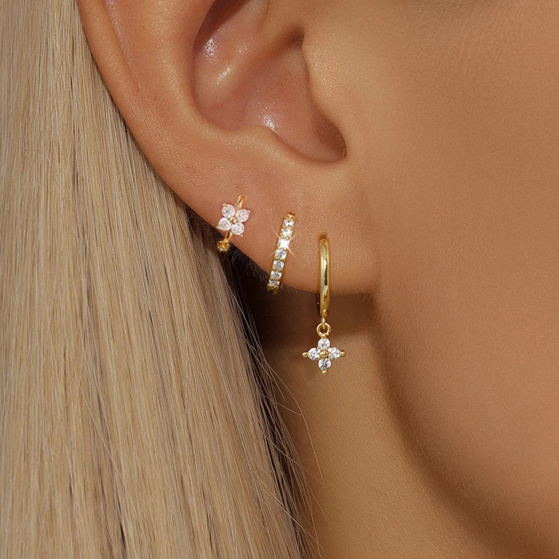 Trio "FLORA" Boucles d'Oreilles Fleurs