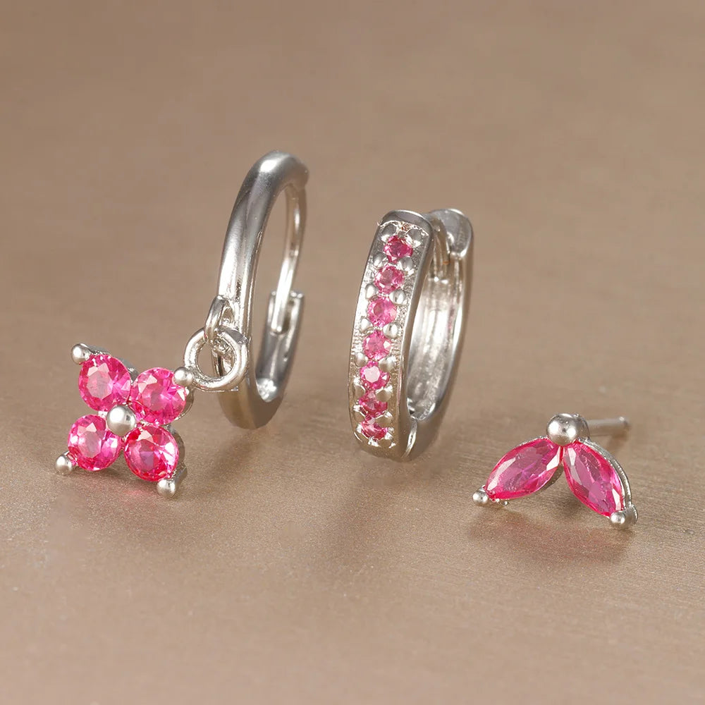 Trio "FLORA" Boucles d'Oreilles Fleurs