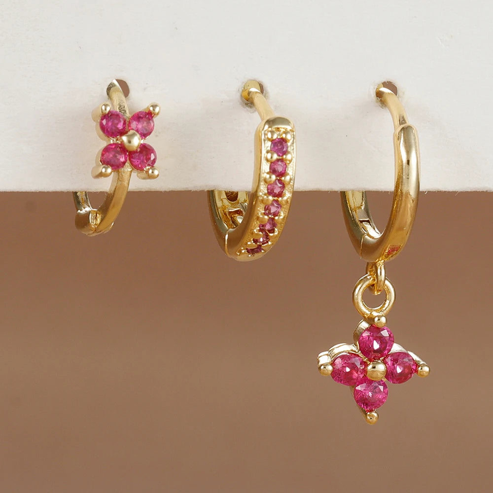 Trio "FLORA" Boucles d'Oreilles Fleurs