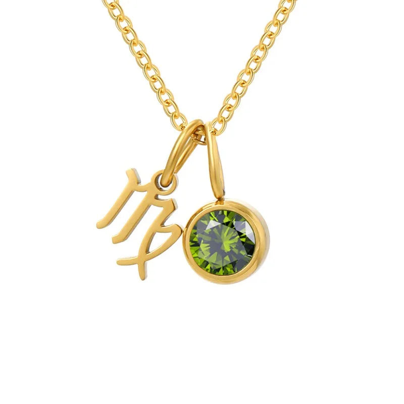 Collier Signe Astrologique – Pierre de Naissance Plaqué Or