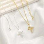 Collier "REGINA" Croix Couronne Pivotante