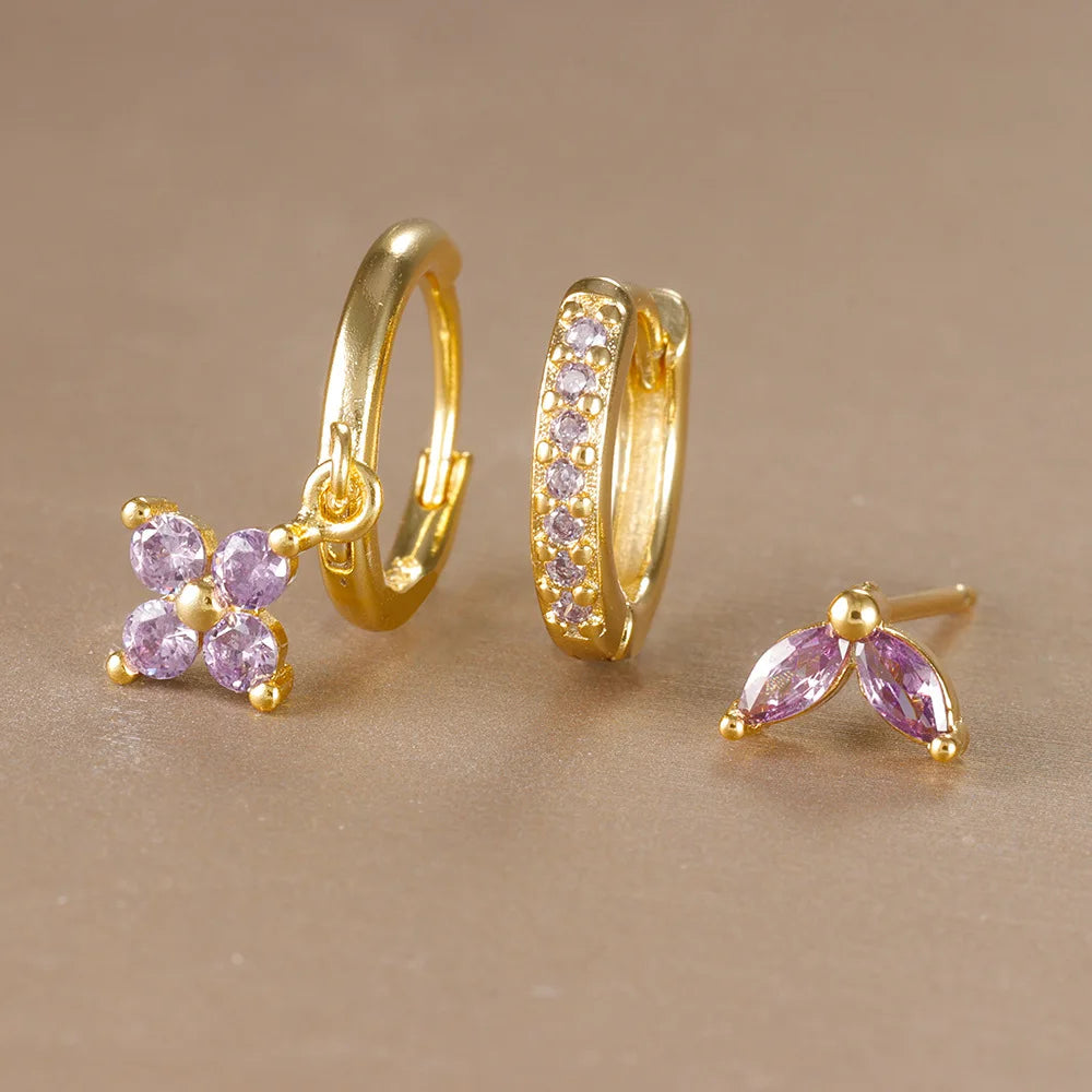 Trio "FLORA" Boucles d'Oreilles Fleurs