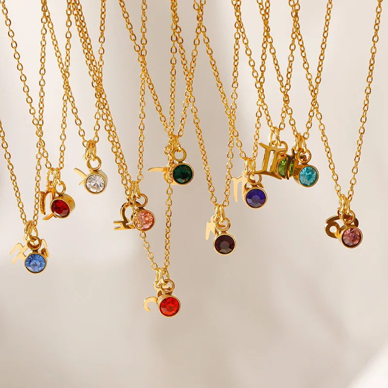 Collier Signe Astrologique – Pierre de Naissance Plaqué Or