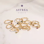 Bague Zodiaque Plaqué or 14K – Signe Astrologique en Zircon Pierre de naissance