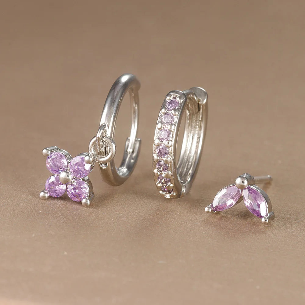 Trio "FLORA" Boucles d'Oreilles Fleurs