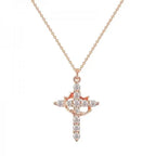 Collier "REGINA" Croix Couronne Pivotante