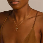 Collier "REGINA" Croix Couronne Pivotante