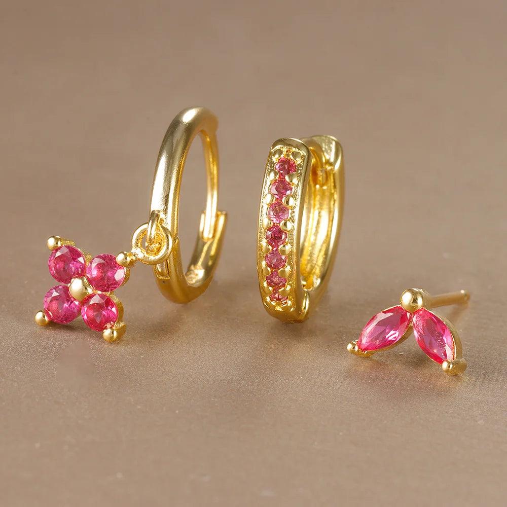 Trio "FLORA" Boucles d'Oreilles Fleurs