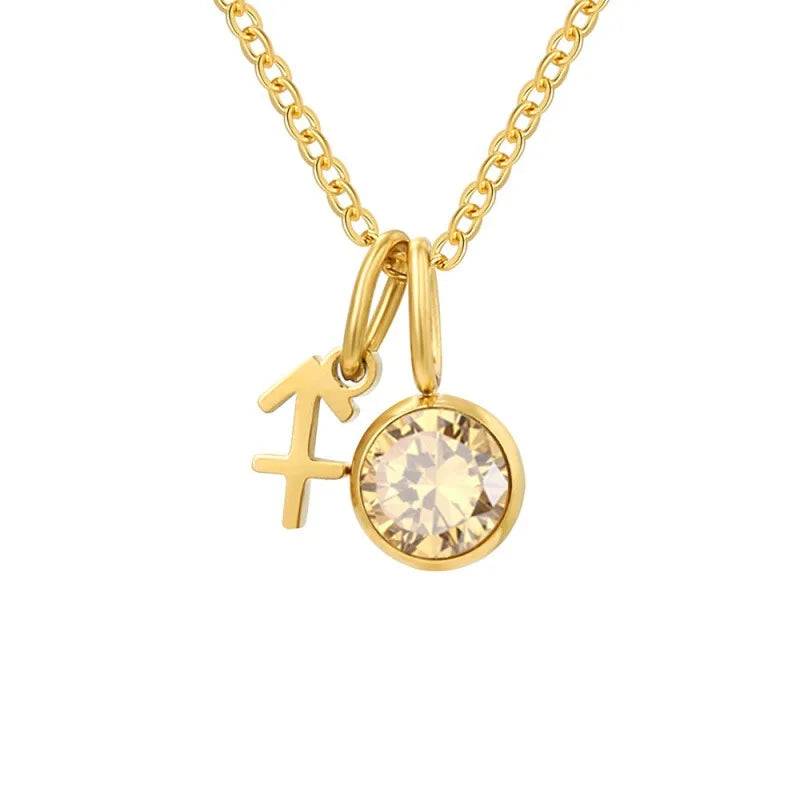 Collier Signe Astrologique – Pierre de Naissance Plaqué Or