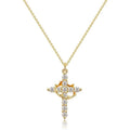 Collier "REGINA" Croix Couronne Pivotante