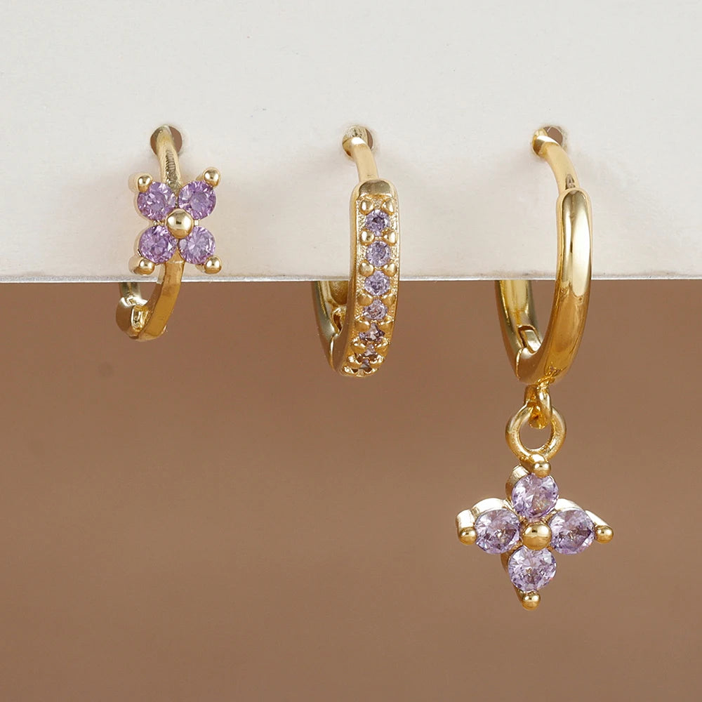 Trio "FLORA" Boucles d'Oreilles Fleurs