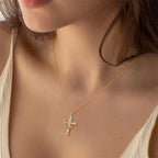 Collier "REGINA" Croix Couronne Pivotante