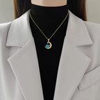 Collier "COSMOS" Astronaute Lune et Planète