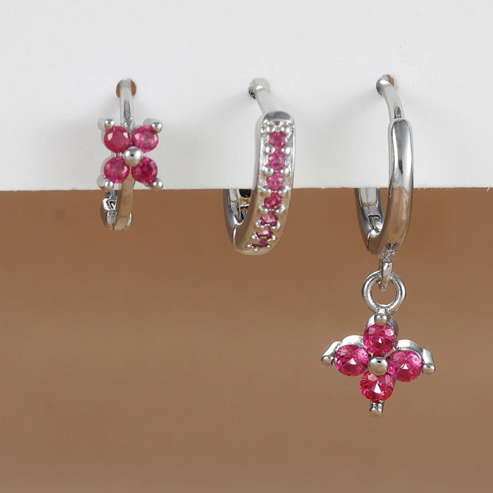 Trio "FLORA" Boucles d'Oreilles Fleurs