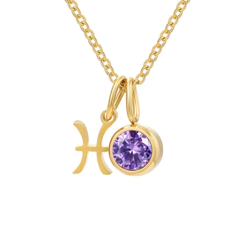 Collier Signe Astrologique – Pierre de Naissance Plaqué Or