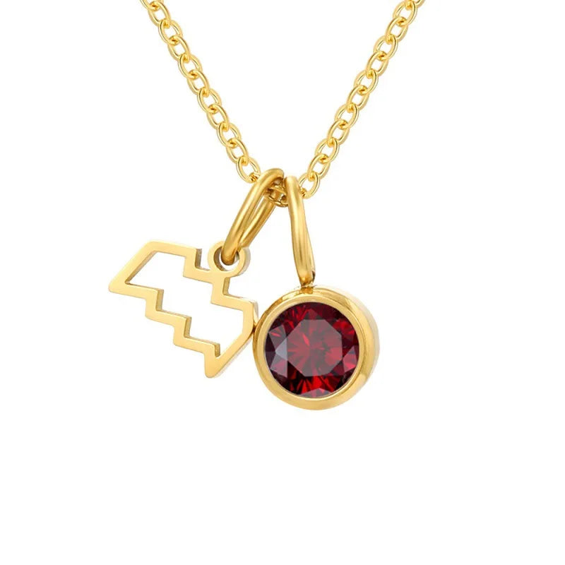 Collier Signe Astrologique – Pierre de Naissance Plaqué Or