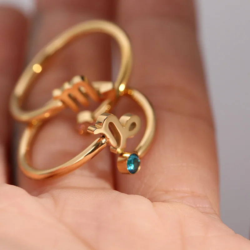 Bague Zodiaque Ajustable – Signe Astrologique en Zircon